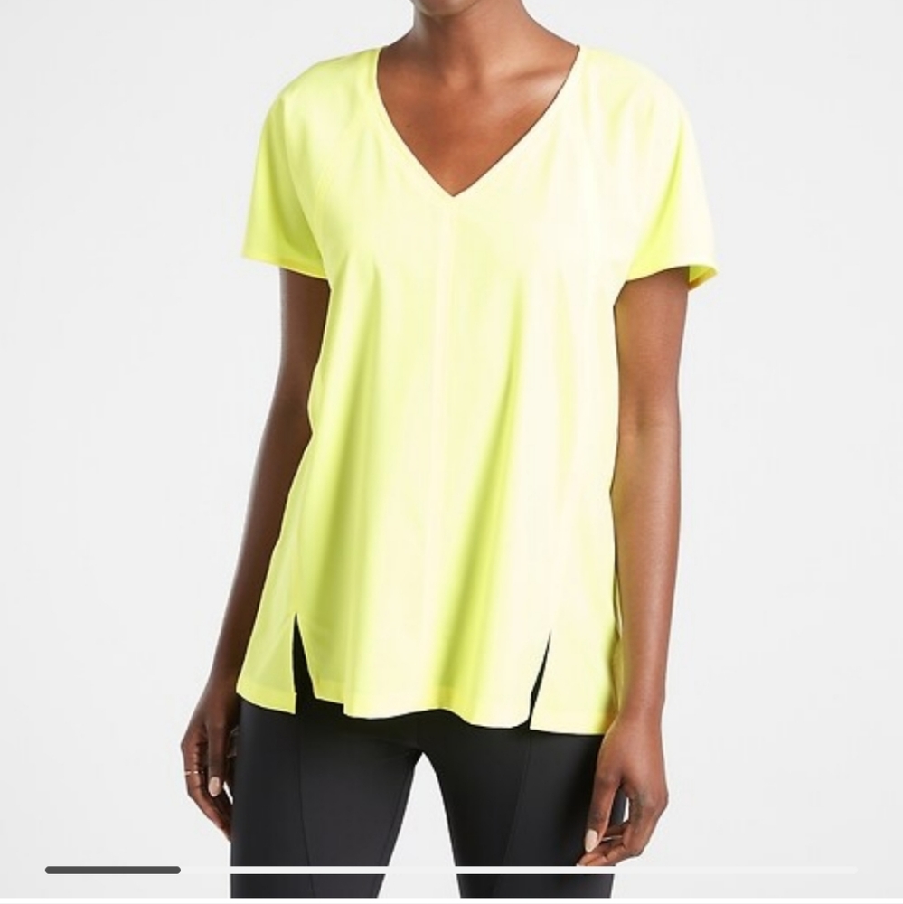 Neon yellow short sleeve Athleta top